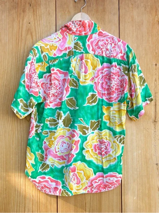 Jams World Colorful Button Up Short Sleeve Shirt Sz Small - Picture 3 of 3